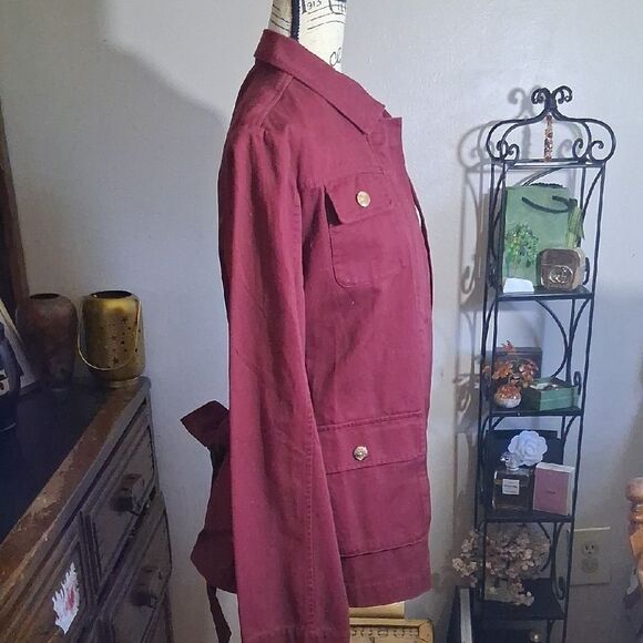 NWT DRAPER JAMES Women's Burgundy Twill Field Jacket Size XL - Picture 7 of 10